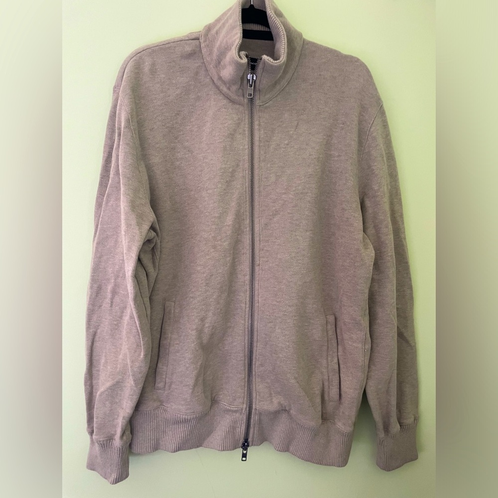Mens Club Monaco Tan/Oatmeal Colout Full Zip Up Sweater Size XL